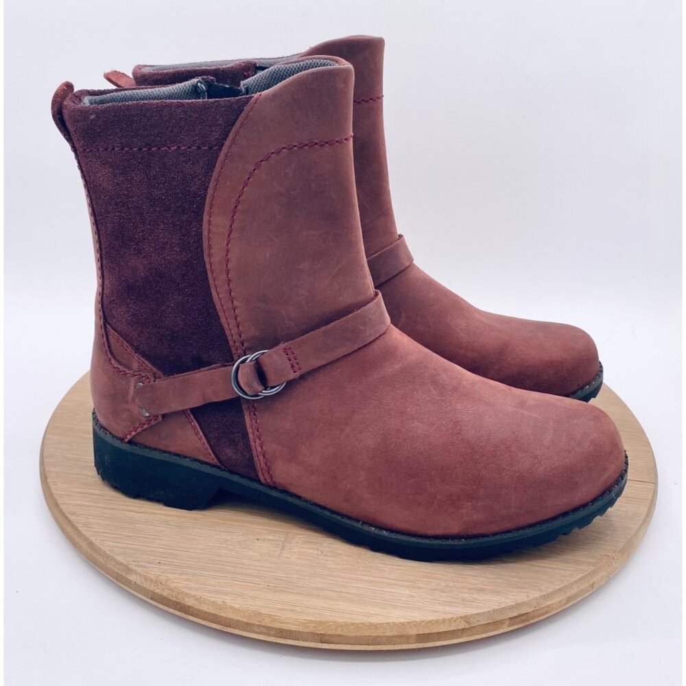 Eddie Bauer Covy Boots Womens 8 38.5 Burgundy Leather Ankle Hiking Boho